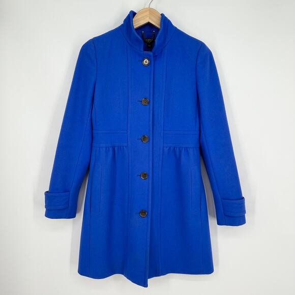 J. Crew Skirted Dress Coat Button Front Long Wool Blend Peacoat Jacket Lady Day - Picture 6 of 12